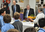 The supper begins with the haggis being piped in.